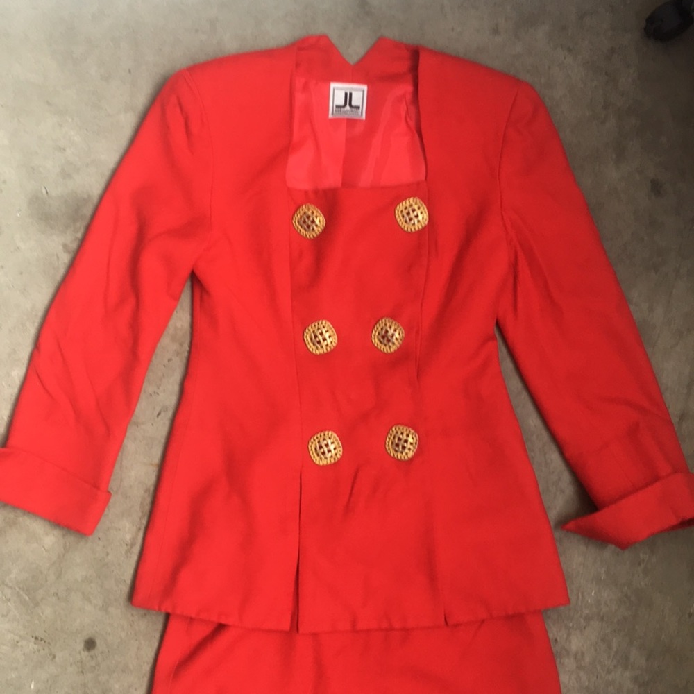 Vintage Julie and Leonard Red & Gold Suit Size 4